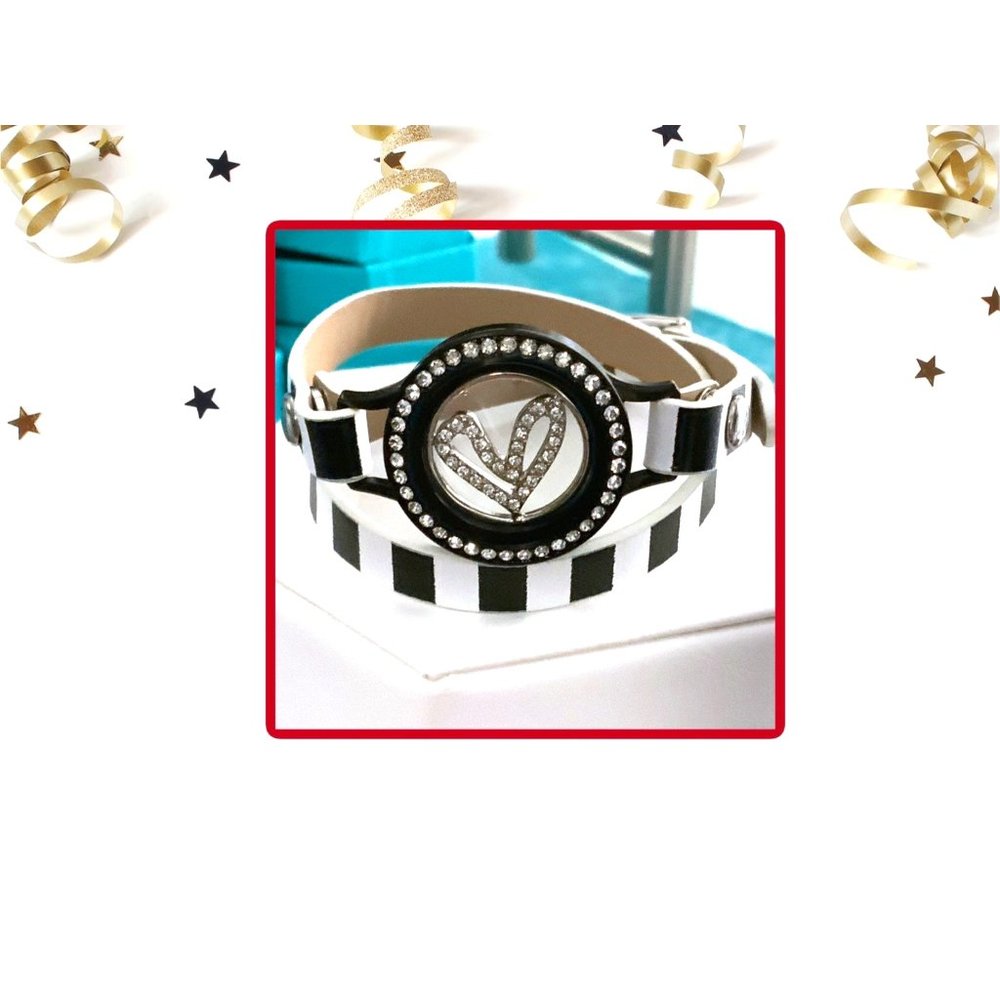 Origami Owl: Black/White Wrap Bracelet